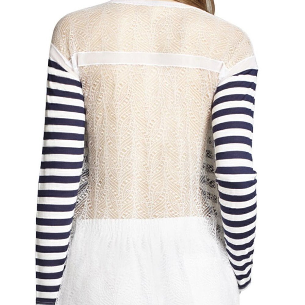 Bcbg Lexi Lace Crew Neck Top With High-Low hem - Picture 2 of 5